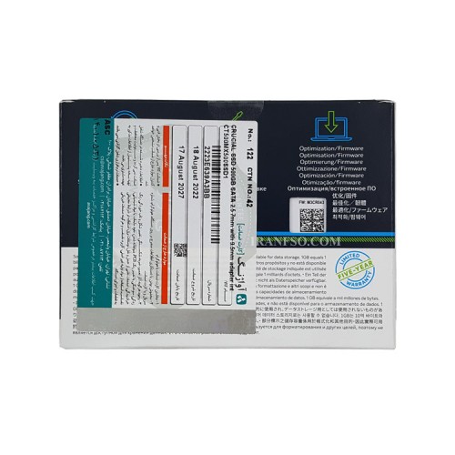 هارد SSD لپ تاپ 500 گیگابایت Crucial Sata 2.5Inch MX500 گارانتی آواژنگ