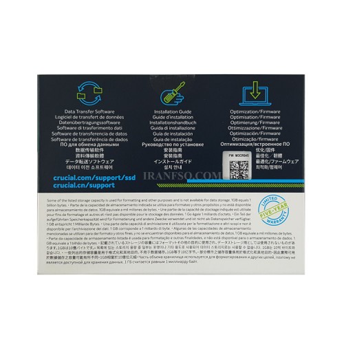 هارد SSD لپ تاپ 250 گیگابایت Crucial Sata 2.5Inch MX500 یکسال گارانتی افق
