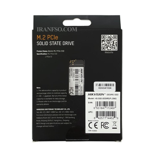 هارد SSD لپ تاپ 256 گیگابایت هایک ویژن M.2 NVME 2280-Desire PCIe یکسال گارانتی افق