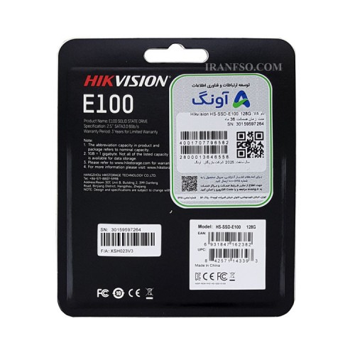 هارد SSD لپ تاپ 128 گیگابایت هایک ویژن Sata 2.5Inch E100 گارانتی آونگ