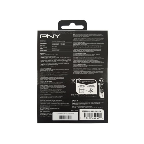هارد SSD لپ تاپ 250 گیگابایت PNY M.2 NVME 2280_CS1030 یکسال گارانتی افق