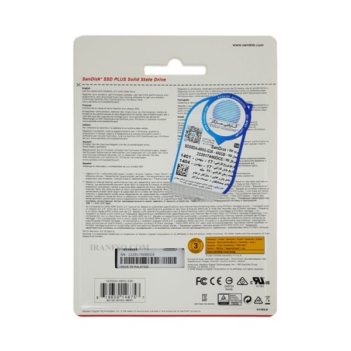 هارد SSD لپ تاپ 480 گیگابایت SanDisk Sata 2.5Inch Plus گارانتی سازگار