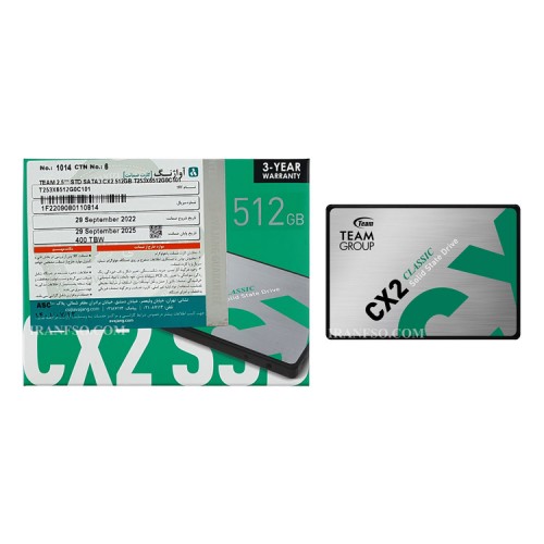 هارد SSD لپ تاپ 512 گیگابایت تیم گروپ Sata 2.5Inch CX2 گارانتی آواژنگ
