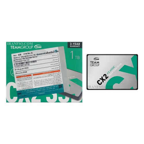 هارد SSD لپ تاپ 1 ترابایت تیم گروپ Sata 2.5Inch CX2 گارانتی آواژنگ
