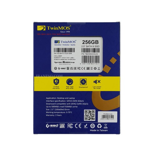 هارد SSD لپ تاپ 256 گیگابایت TwinMOS Sata 2.5Inch H2 ULTRA گارانتی سازگار