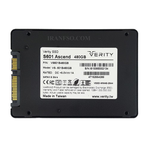 هارد SSD لپ تاپ 480 گیگابایت Verity Sata 2.5Inch S601
