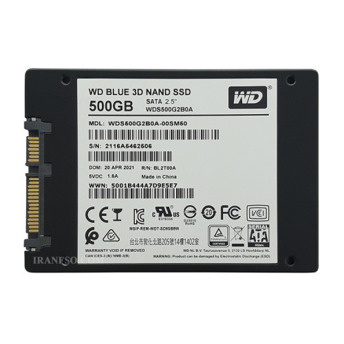 هارد SSD لپ تاپ 500 گیگابایت وسترن WD Blue Sata 2.5Inch گارانتی سازگار