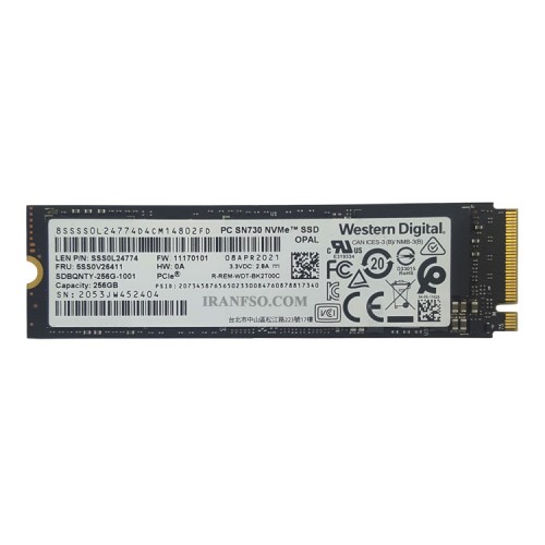 هارد SSD لپ تاپ 256 گیگابایت وسترن W.D M.2 NVME 2280 سه ماه گارانتی ریفر