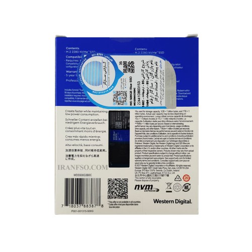 هارد SSD لپ تاپ 500 گیگابایت وسترن M.2 NVME 2280_WD Blue SN570 گارانتی سازگار