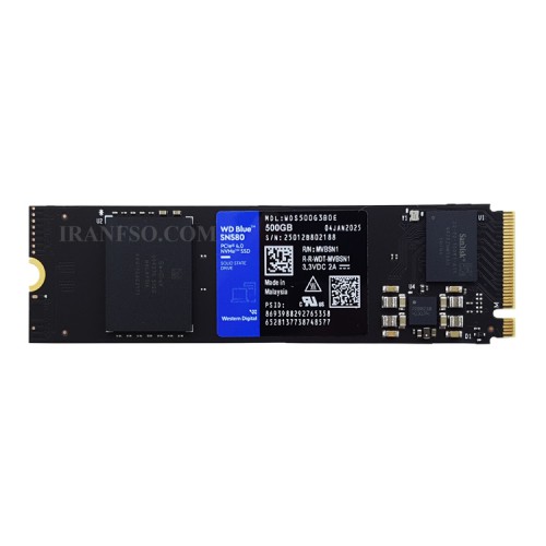 هارد SSD لپ تاپ 500 گیگابایت وسترن WD Blue M.2 NVMe 2280_SN580 گارانتی سازگار