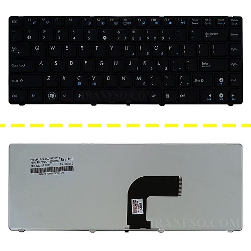 کیبرد لپ تاپ ایسوس K43S مشکی-بافریم فلت کج