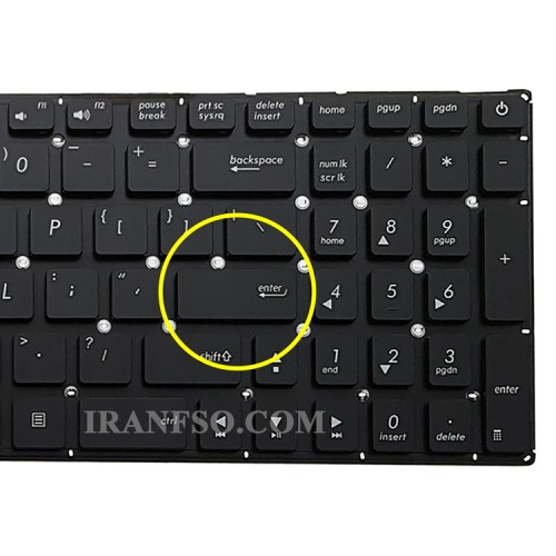 کیبرد لپ تاپ ایسوس X540 مشکی-اینترکوچک بدون فریم به همراه کلید پاور