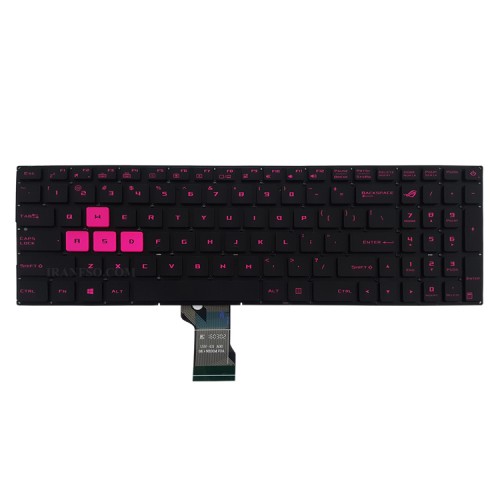 کیبرد لپ تاپ ایسوس ROG Strix GL502 مشکی-اینترکوچک-با بک لایت با فونت صورتی