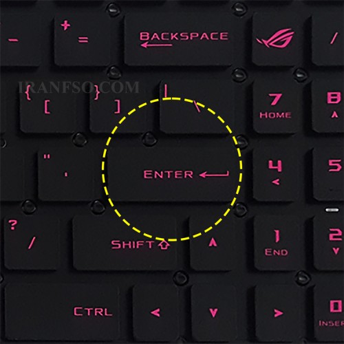 کیبرد لپ تاپ ایسوس ROG Strix GL502 مشکی-اینترکوچک-با بک لایت با فونت صورتی
