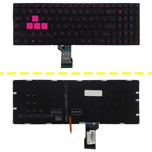 کیبرد لپ تاپ ایسوس ROG Strix GL502 مشکی-اینترکوچک-با بک لایت با فونت صورتی