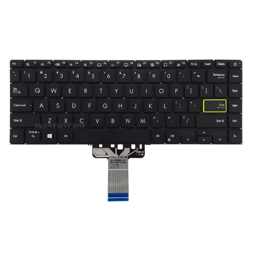 کیبرد لپ تاپ ایسوس VivoBook S433 مشکی-اینترکوچک-بابک لایت-بدون فریم با کلید پاور