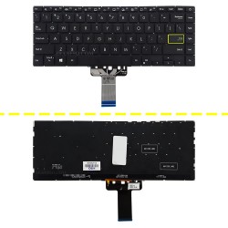 کیبرد لپ تاپ ایسوس VivoBook S433 مشکی-اینترکوچک-بابک لایت-بدون فریم با کلید پاور