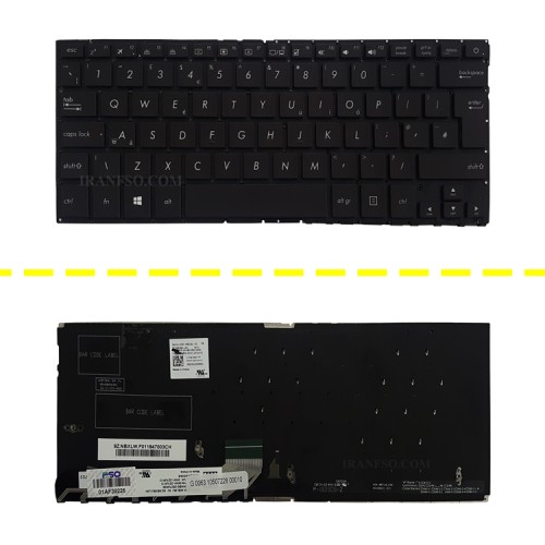 کیبرد لپ تاپ ایسوس ZenBook UX430 مشکی-اینتربزرگ-بابک لایت-بدون فریم