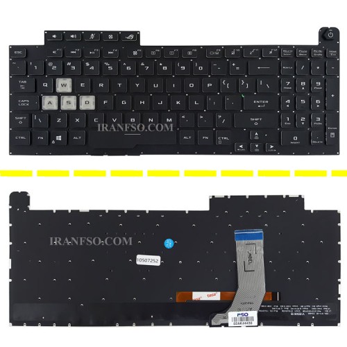 کیبرد لپ تاپ ایسوس ROG Strix G731 مشکی-اینترکوچک-بابک لایت-بدون فریم با کلید پاور