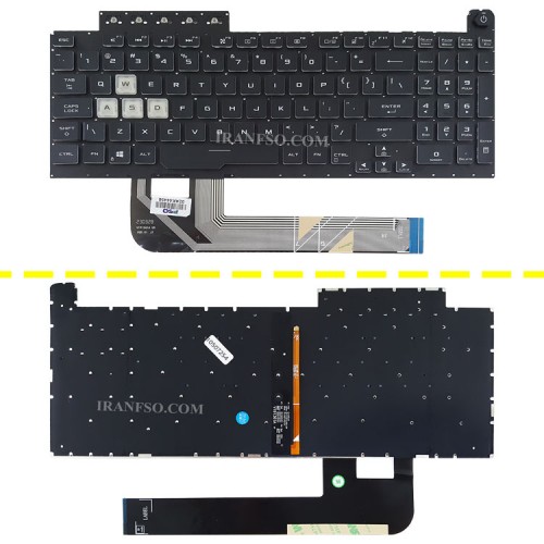 کیبرد لپ تاپ ایسوس TUF Gaming FX506 مشکی-اینترکوچک-بابک لایت-بدون فریم با کلید پاور