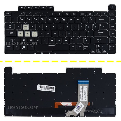کیبرد لپ تاپ ایسوس ROG Strix G531G مشکی-اینترکوچک-بابک لایت-بدون فریم با کلید پاور
