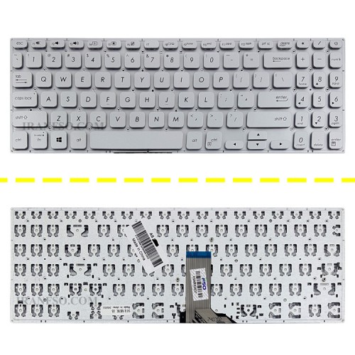 کیبرد لپ تاپ ایسوس VivoBook S15 K530 نقره ای-اینترکوچک بدون فریم به همراه کلید پاور