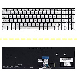 کیبرد لپ تاپ ایسوس ZenBook Flip Q534UX-Q503UA نقره ای-اینترکوچک-بابک لایت-بدون فریم با کلید پاور