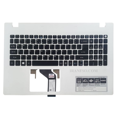 کیبرد لپ تاپ ایسر Aspire E5-532 مشکی-با قاب C سفید