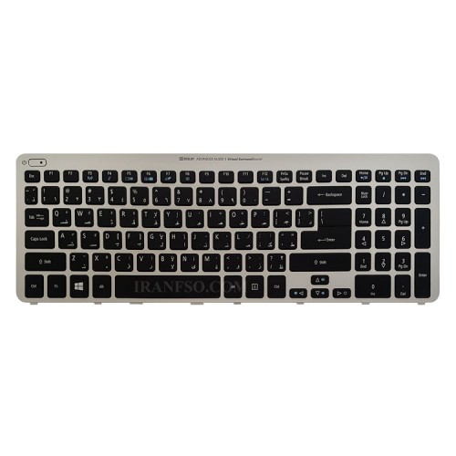 کیبرد لپ تاپ ایسر Aspire V5-571 مشکی با فریم نقره ای-به همراه کلید پاور