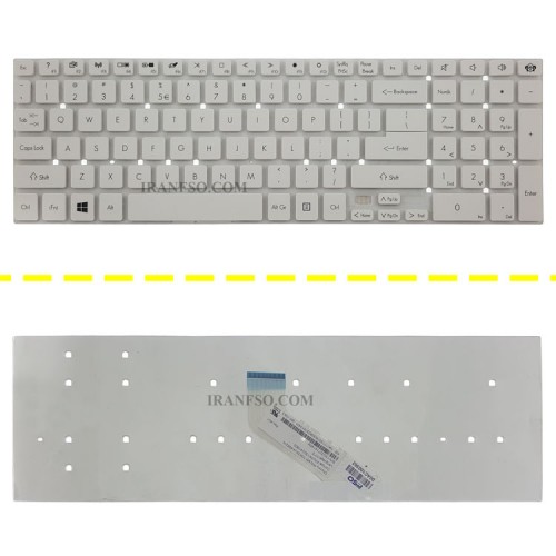 کیبرد لپ تاپ ایسر Aspire V3-571_E1-570_E1-572_5755 سفید-اینتر کوچک بدون فریم