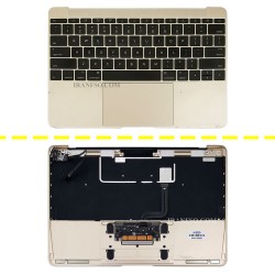 کیبرد لپ تاپ اپل MacBook A1534_2015 مشکی با قاب C طلایی به همراه تاچ پد دست دوم