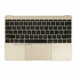 کیبرد لپ تاپ اپل MacBook A1534_2015 مشکی با قاب C طلایی به همراه تاچ پد دست دوم