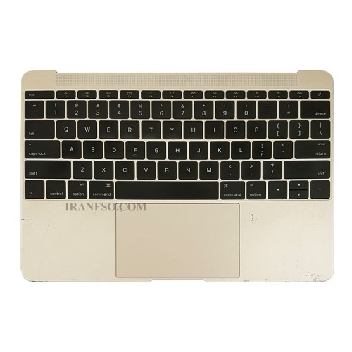 کیبرد لپ تاپ اپل MacBook A1534_2015 مشکی با قاب C طلایی به همراه تاچ پد دست دوم