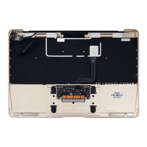 کیبرد لپ تاپ اپل MacBook A1534_2015 مشکی با قاب C طلایی به همراه تاچ پد دست دوم