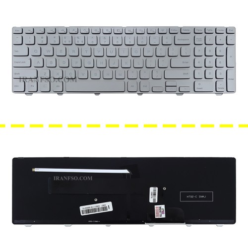 کیبرد لپ تاپ دل Inspiron 15-7537 نقره ای-با بک لایت-با فریم