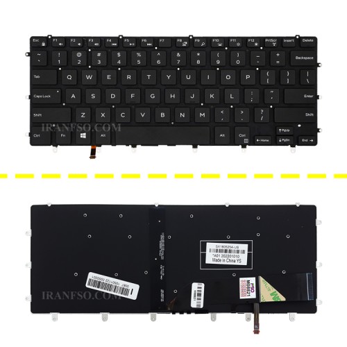 کیبرد لپ تاپ دل XPS 15 9550 مشکی-اینتر کوچک-با بک لایت-بدون فریم