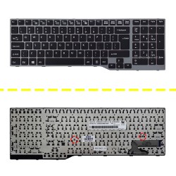 کیبرد لپ تاپ فوجیتسو Lifebook AH544 مشکی با فریم نوک مدادی-جای پیچ پایین
