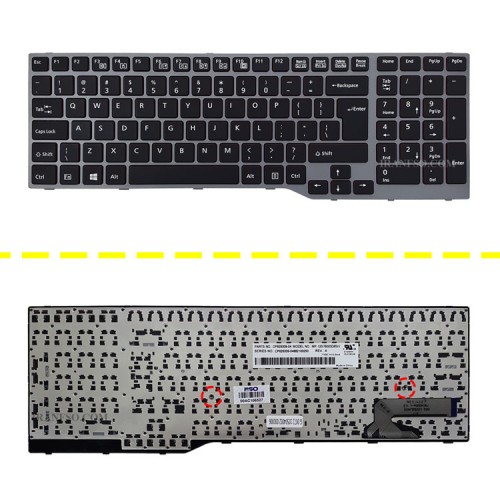 کیبرد لپ تاپ فوجیتسو Lifebook AH544 مشکی با فریم نوک مدادی-جای پیچ پایین