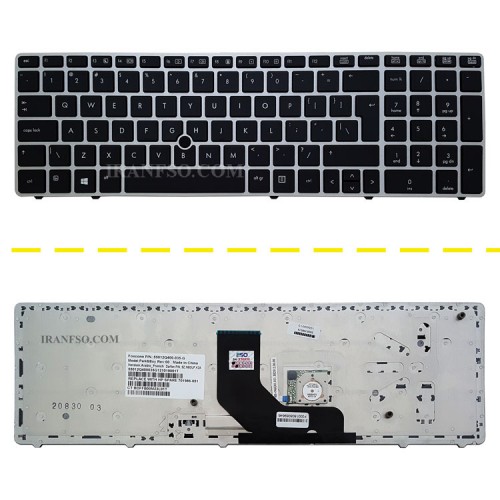 کیبرد لپ تاپ اچ پی EliteBook 8560P مشکی-با موس فریم نقره ای