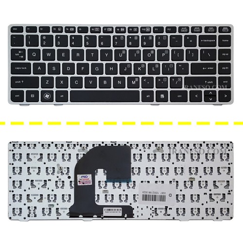 کیبرد لپ تاپ اچ پی EliteBook 8460B-6460B مشکی-بدون موس با فریم نقره ای