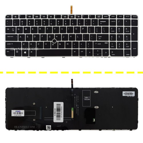 کیبرد لپ تاپ اچ پی EliteBook 850 G3_755 G3 مشکی-با موس با بک لایت-با فریم نقره ای