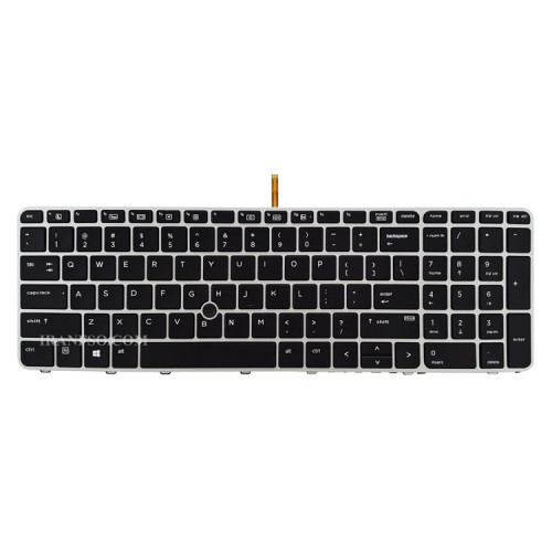 کیبرد لپ تاپ اچ پی EliteBook 850 G3_755 G3 مشکی-با موس با بک لایت-با فریم نقره ای