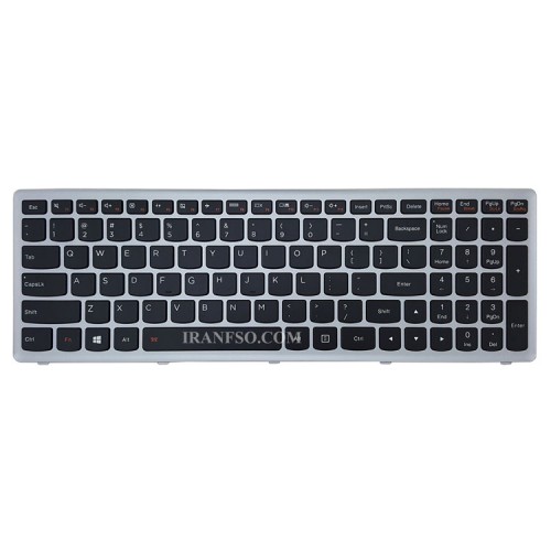 کیبرد لپ تاپ لنوو IdeaPad Z510 مشکی-با بک لایت-با فریم نقره ای