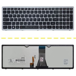 کیبرد لپ تاپ لنوو IdeaPad Z510 مشکی-با بک لایت-با فریم نقره ای