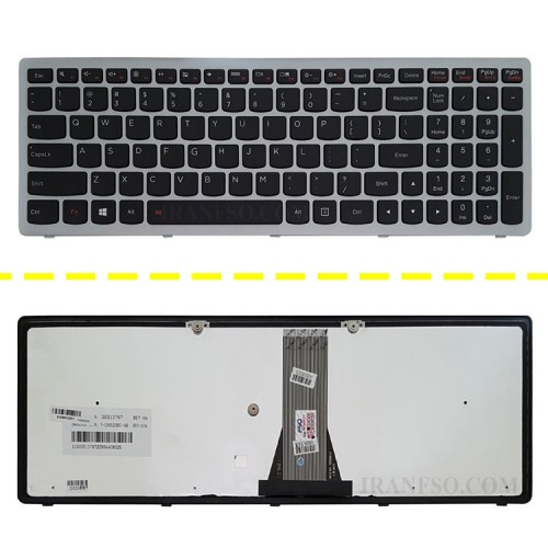 کیبرد لپ تاپ لنوو IdeaPad Z510 مشکی-با فریم نقره ای