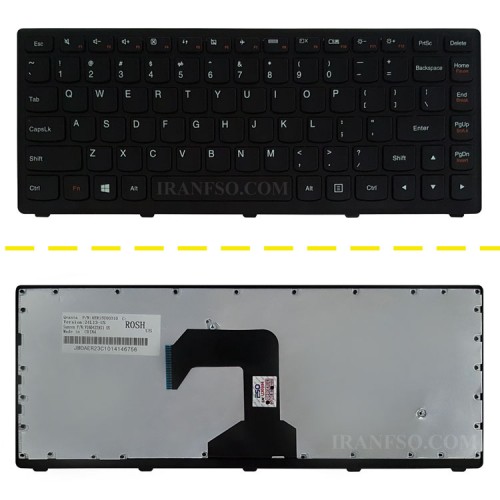 کیبرد لپ تاپ لنوو IdeaPad S410 مشکی-با فریم فلت کج