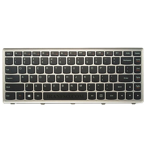 کیبرد لپ تاپ لنوو IdeaPad S410-Z410 مشکی-با فریم نقره ای فلت صاف