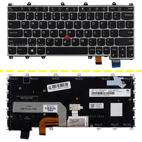 کیبرد لپ تاپ لنوو ThinkPad Yoga 370 مشکی-با موس و بک لایت-با فریم نقره ای