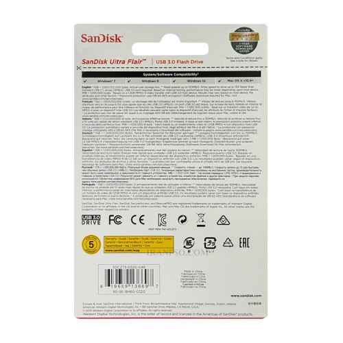 فلش مموری 32 گیگابایت SanDisk Ultra Flair-USB3