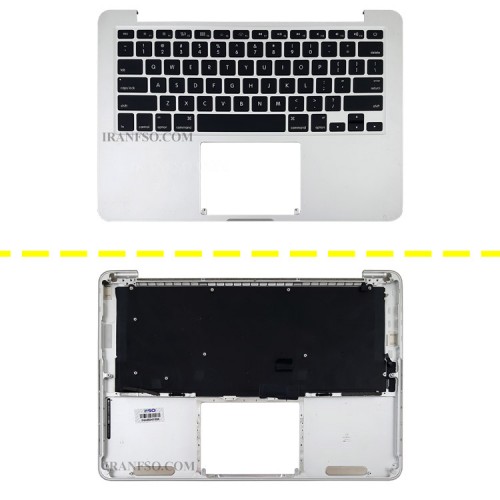 کیبرد لپ تاپ اپل MacBook Pro A1502 مشکی-اینترکوچک-با قاب C سفید خط و خش دار